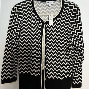 Talbots black and white sweater. Size L. New with tags